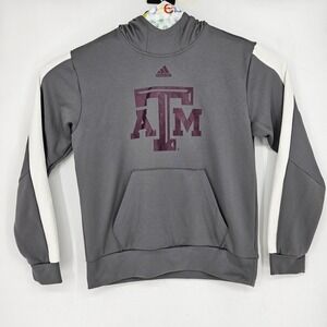 Texas A&M Aggies Hoodie Mens Medium Adidas Jacket Pullover Gray Aeroready